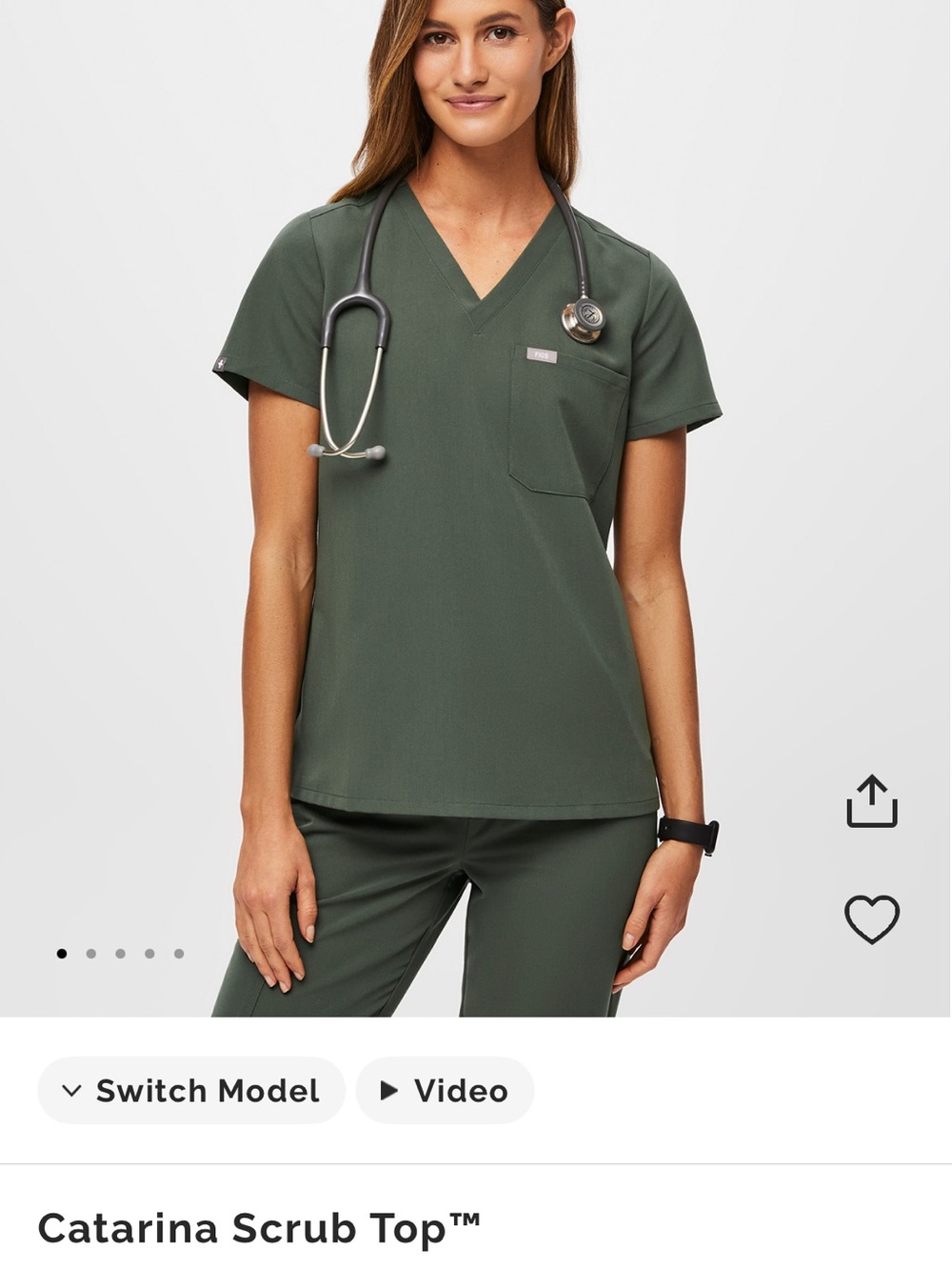 Olive Green Figs Catarina Scrub Top - Picture 1 of 3